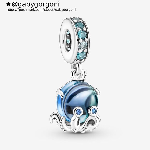 Pandora Murano Glass Cute Octopus Dangle Charm - Picture 1 of 6